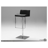 Astro Hydraulic Bar Stool In Black Leatherette with Polished Stainless Steel - Lifestyle