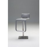 Azure Hydraulic Bar Stool Light Grey Leatherette with Brushed Stainless Steel