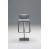 Azure Hydraulic Bar Stool Light Grey Leatherette with Brushed Stainless Steel - Front
