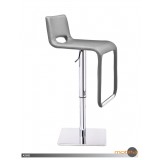 Azure Hydraulic Bar Stool Light Grey Leatherette with Brushed Stainless Steel - Side