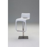 Azure Hydraulic Bar Stool White Leatherette with Brushed Stainless Steel - Angled