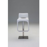 Azure Hydraulic Bar Stool White Leatherette with Brushed Stainless Steel - Front