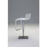 Azure Hydraulic Bar Stool White Leatherette with Brushed Stainless Steel - Back Angled