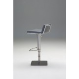 Hydraulic Bar Stool Grey Leatherette with Brushed Stainless Steel  - Back Angle