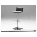 Hydraulic Bar Stool Grey Leatherette with Brushed Stainless Steel 