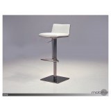 Hydraulic Bar Stool White Leatherette with Brushed Stainless Steel  - Angled