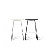 Canaria Bar Stool Black and White Leather Seat with Black Powder Coated Steel