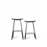 Canaria Bar Stool Black Leather Seat with Black Powder Coated Steel