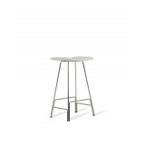 Canaria Bar Stool White Leather Seat with Black Powder Coated Steel - Angled View