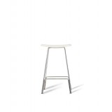 Canaria Bar Stool White Leather Seat with Black Powder Coated Steel - Front