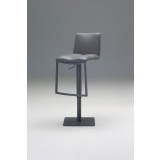 Dove Hydraulic Bar Stool Grey Leatherette with Brushed Stainless Steel - Angled View