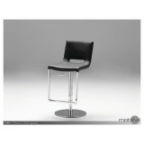 Ozar Hydraulic Bar Stool Black Leatherette with Polished Stainless Steel