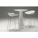 Paraiso Bar Stool White Solid Surface with Polished Stainless Steel Set of 2 (Table not Included)