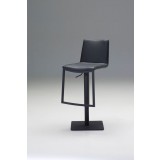 Raven Hydraulic Bar Stool Black Leatherette with Black Powder Coated Steel - Angled