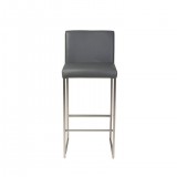 Tate Bar Stool Grey Leatherette with Brushed Stainless Steel 