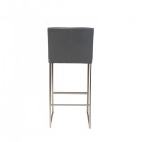 Tate Bar Stool Grey Leatherette with Brushed Stainless Steel - Back