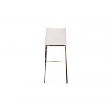 Weston Bar Stool White Ultra Leatherette with Chrome Frame Set of 2 - Front