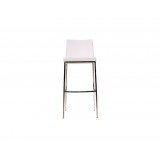 Weston Bar Stool White Ultra Leatherette with Chrome Frame Set of 2 - Front