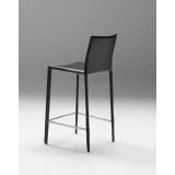 Zak Bar Stool Black Full Leather Wrap Set of 2 - Back Angle