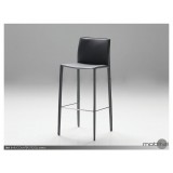 Zak Bar Stool Grey Full Leather Wrap Set of 2 - Front Angle