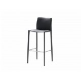 Zak Bar Stool Grey Full Leather Wrap Set of 2 - Front Angle