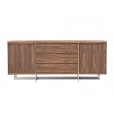 Remi Buffet Natural Walnut/Matte White with Brushed Stainless Steel 