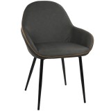 LumiSource Clubhouse Dining Chair - Set of 2 - GREY - Perspective