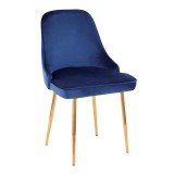 LumiSource Marcel Dining Chair - Set of 2 - Blue in Gold Legs - Perspective