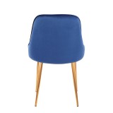 LumiSource Marcel Dining Chair - Set of 2 - Blue in Gold Legs - Rear