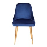 LumiSource Marcel Dining Chair - Set of 2 - Blue in Gold Legs - Front