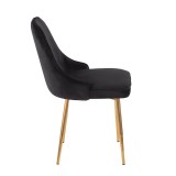 LumiSource Marcel Dining Chair - Set of 2 - Black in Gold Legs - Side