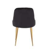 LumiSource Marcel Dining Chair - Set of 2 - Black in Gold Legs - Rear