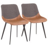 LumiSource Outlaw Two-Tone Chair - Set of 2 - BROWN+GREY 