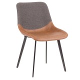 LumiSource Outlaw Two-Tone Chair - Set of 2 - BROWN+GREY - Perspective