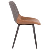 LumiSource Outlaw Two-Tone Chair - Set of 2 - BROWN+GREY - Side