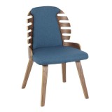 LumiSource Palm Dining Chair - Set of 2 - BLUE - Perspective