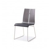 Lauren Dining Chair. Grey & Black Faux Leather - Angled