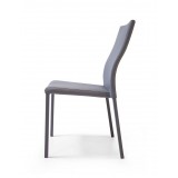 Ellie Dining Chair Gray Faux Leather Stackable - Side
