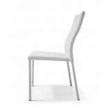 Ellie Dining Chair White Faux Leather Stackable - Side