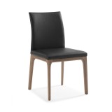 Stella Dining Chair With Black Faux Leather And Gray Walnut Veneer Base