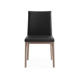 Stella Dining Chair With Black Faux Leather And Gray Walnut Veneer Base - Front