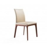 Stella Dining Chair With White Faux Leather And Gray Walnut Veneer Base