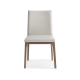 Stella Dining Chair With Taupe Faux Leather And Gray Walnut Veneer Base - Front
