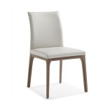 Stella Dining Chair With Taupe Faux Leather And Gray Walnut Veneer Base