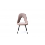 Traci Dining Chair In Fabric With Powder Coated Metal In Matt Black Color - Front