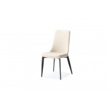 Luca Dining Chair In Taupe Faux Leather - Angled