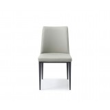 Carrie Dining Chair In Light Grey Faux Leather - Front