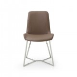Aileen Dining Chair Taupe Faux Leather Dining Chair - Front