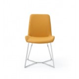 Aileen Dining Chair Yellow Faux Leather Dining Chair - Front