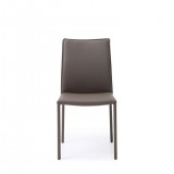 Candance Dining Chair In Taupe Leather - Front